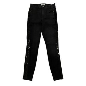 FRAME Le High Skinny Sequin Tux Black Jeans Denim Women's Size 26 W202